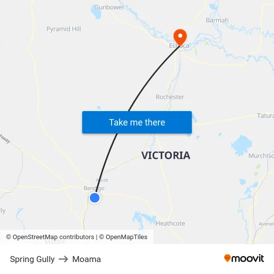 Spring Gully to Moama map