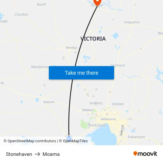 Stonehaven to Moama map