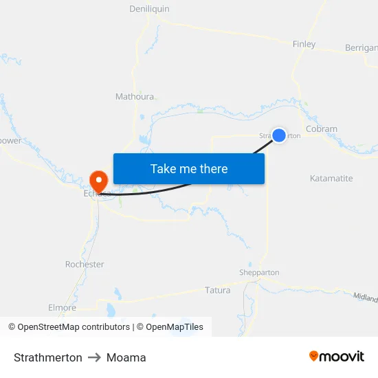 Strathmerton to Moama map
