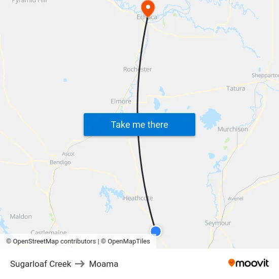 Sugarloaf Creek to Moama map