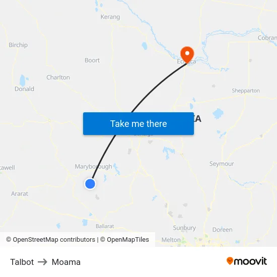 Talbot to Moama map