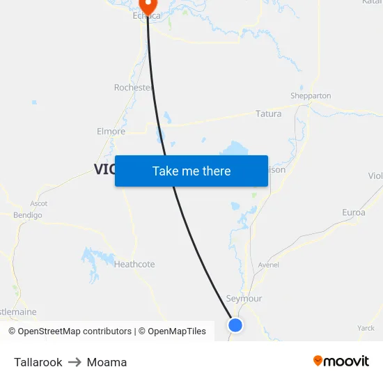 Tallarook to Moama map