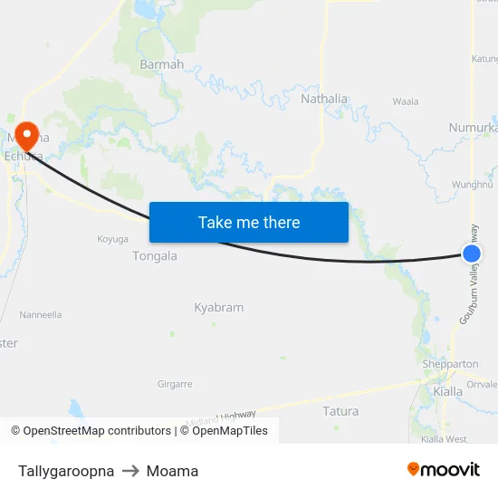 Tallygaroopna to Moama map