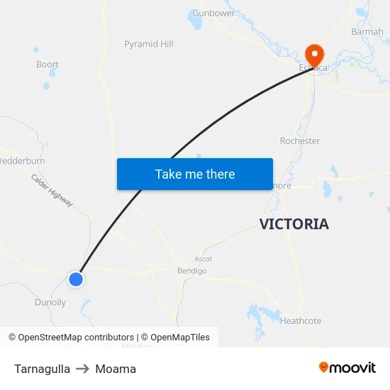 Tarnagulla to Moama map