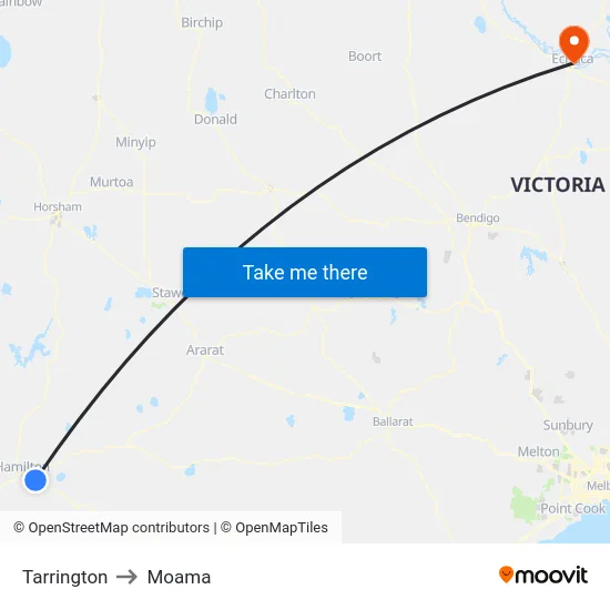 Tarrington to Moama map