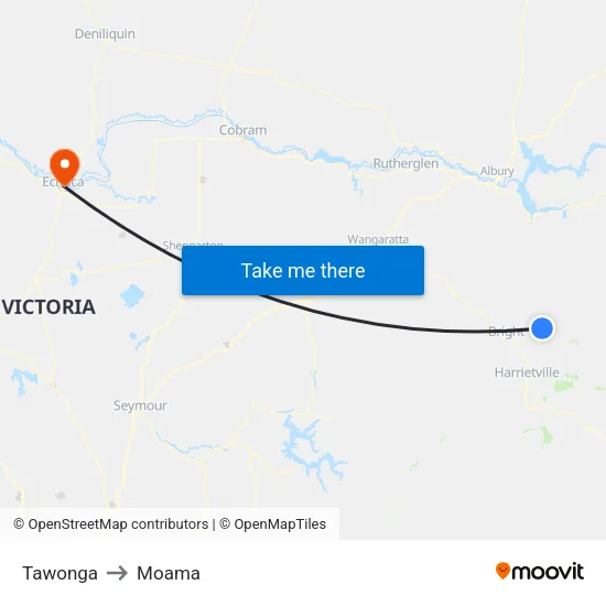 Tawonga to Moama map