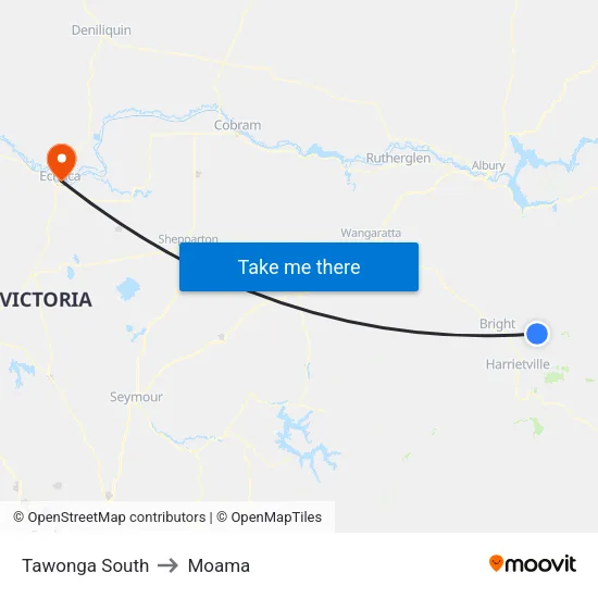 Tawonga South to Moama map