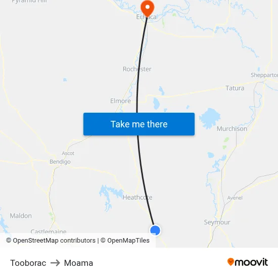 Tooborac to Moama map