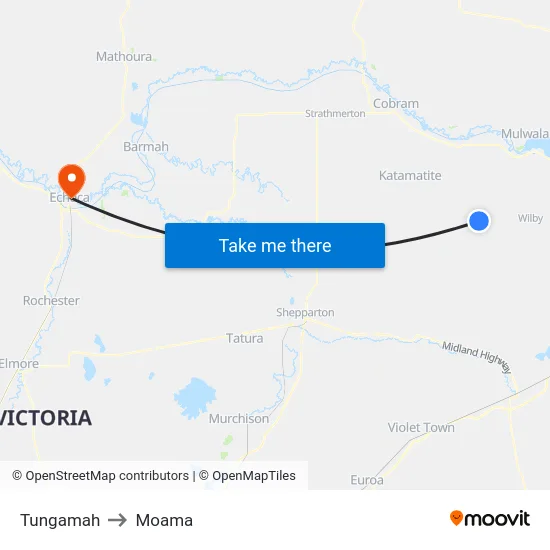 Tungamah to Moama map