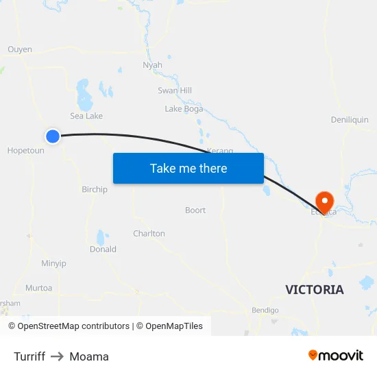 Turriff to Moama map