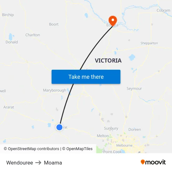 Wendouree to Moama map