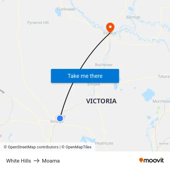 White Hills to Moama map