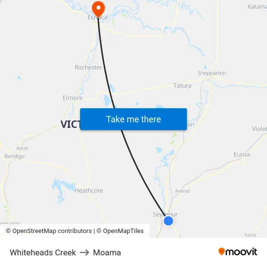 Whiteheads Creek to Moama map