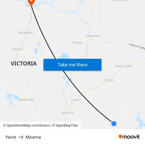 Yarck to Moama map