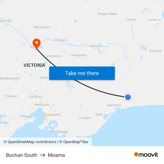 Buchan South to Moama map
