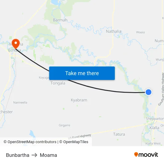 Bunbartha to Moama map