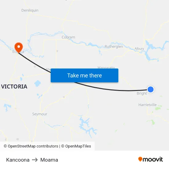 Kancoona to Moama map