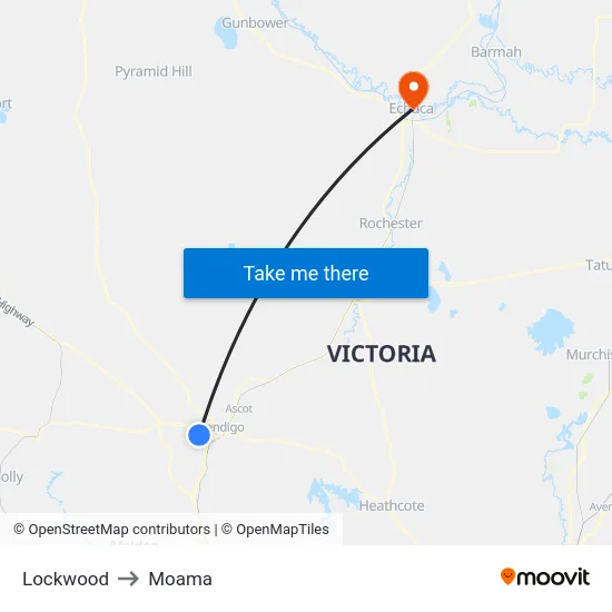 Lockwood to Moama map