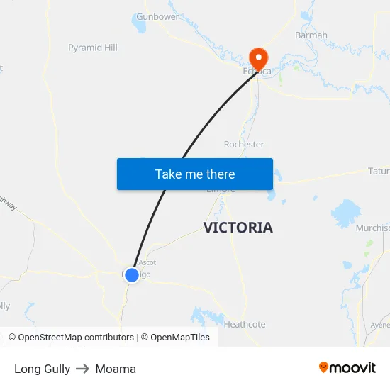 Long Gully to Moama map
