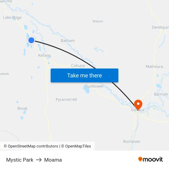 Mystic Park to Moama map
