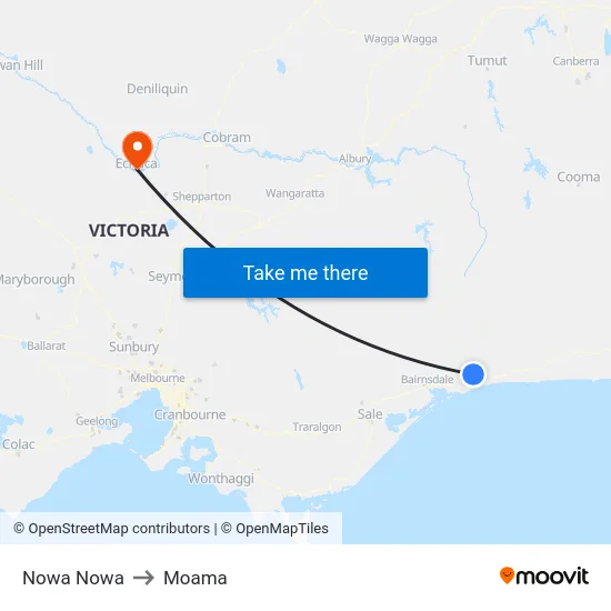 Nowa Nowa to Moama map