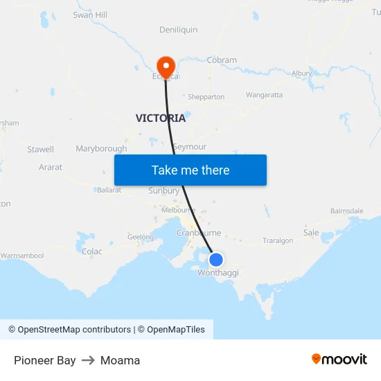 Pioneer Bay to Moama map