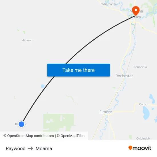 Raywood to Moama map