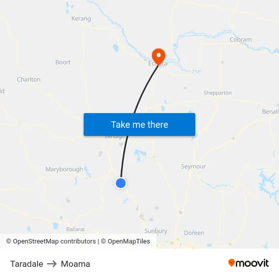 Taradale to Moama map