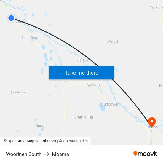 Woorinen South to Moama map