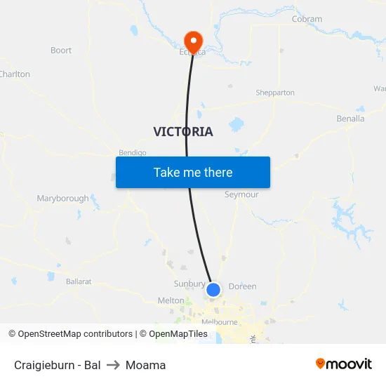Craigieburn - Bal to Moama map
