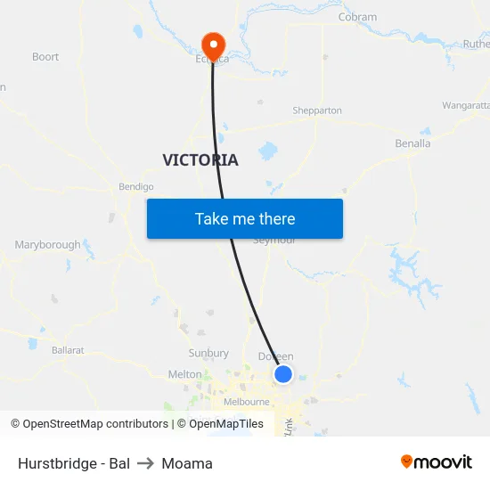 Hurstbridge - Bal to Moama map