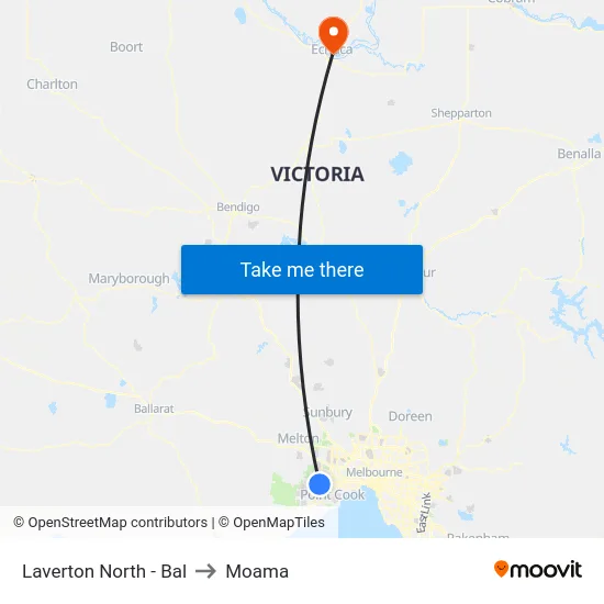 Laverton North - Bal to Moama map
