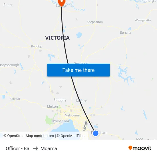 Officer - Bal to Moama map
