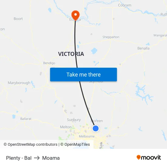 Plenty - Bal to Moama map