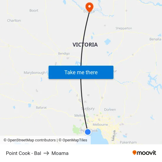 Point Cook - Bal to Moama map