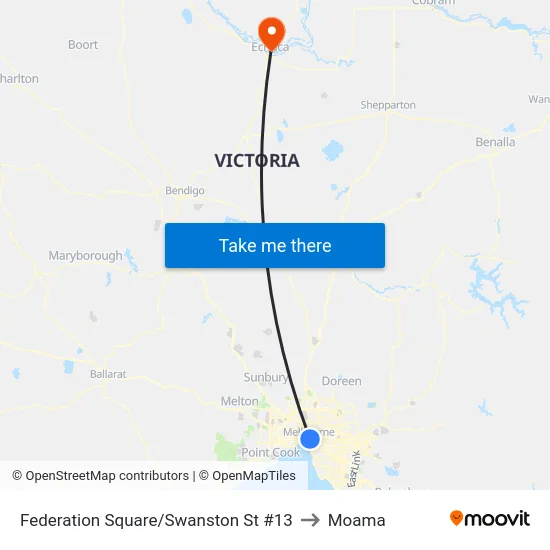 Federation Square/Swanston St #13 to Moama map