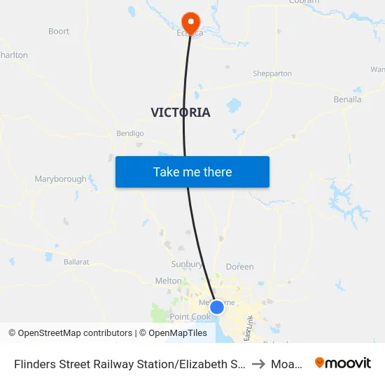 Flinders Street Railway Station/Elizabeth St #1 to Moama map
