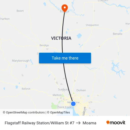 Flagstaff Railway Station/William St #7 to Moama map