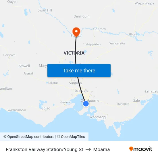 Frankston Railway Station/Young St to Moama map