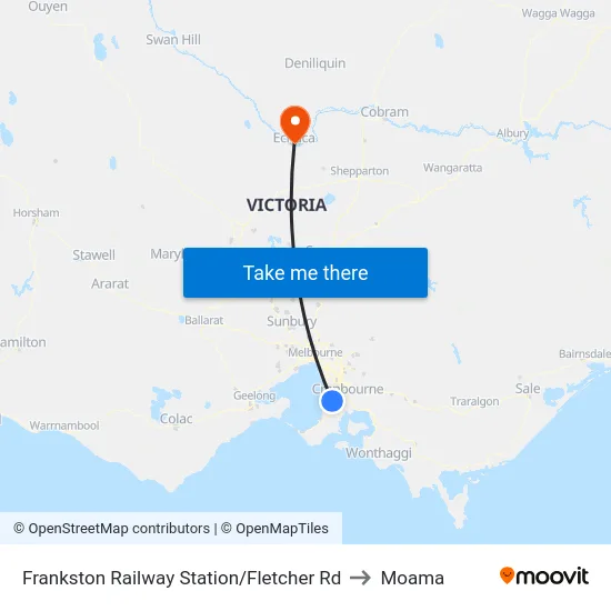 Frankston Railway Station/Fletcher Rd to Moama map