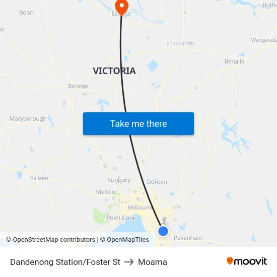 Dandenong Station/Foster St to Moama map