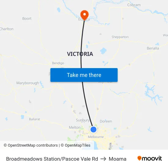 Broadmeadows Station/Pascoe Vale Rd to Moama map