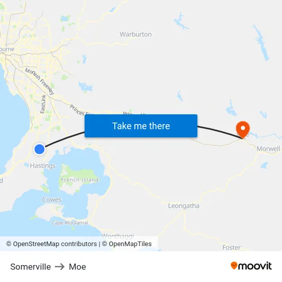 Somerville to Moe map