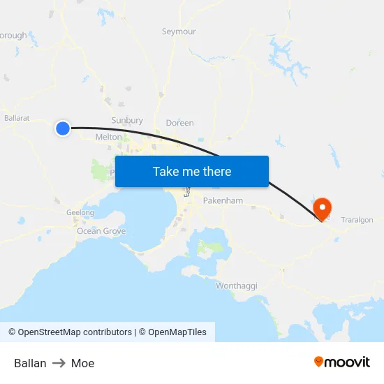 Ballan to Moe map