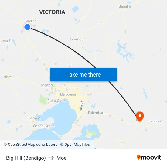 Big Hill (Bendigo) to Moe map