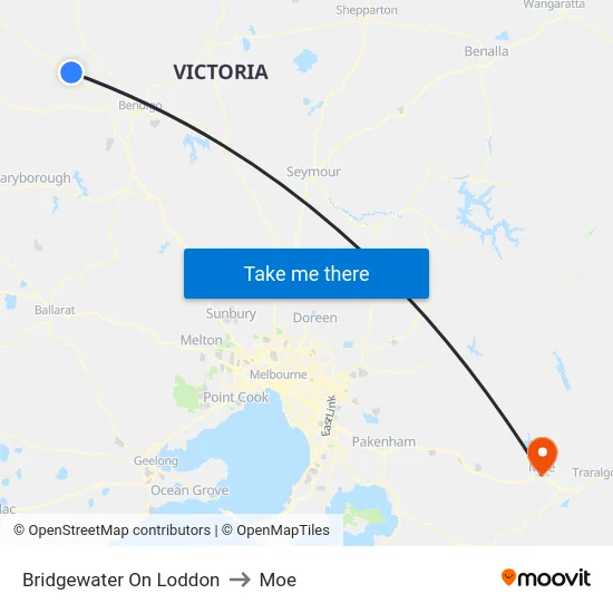 Bridgewater On Loddon to Moe map