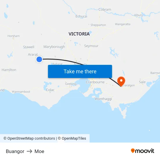 Buangor to Moe map