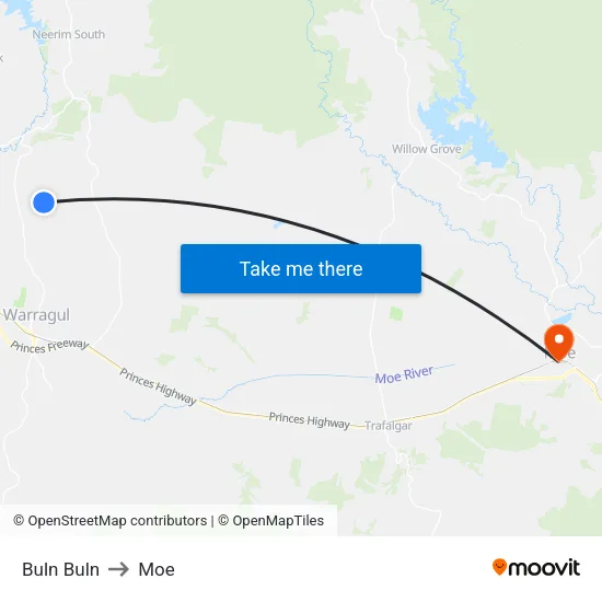 Buln Buln to Moe map