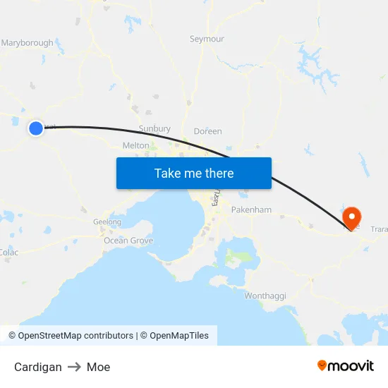 Cardigan to Moe map