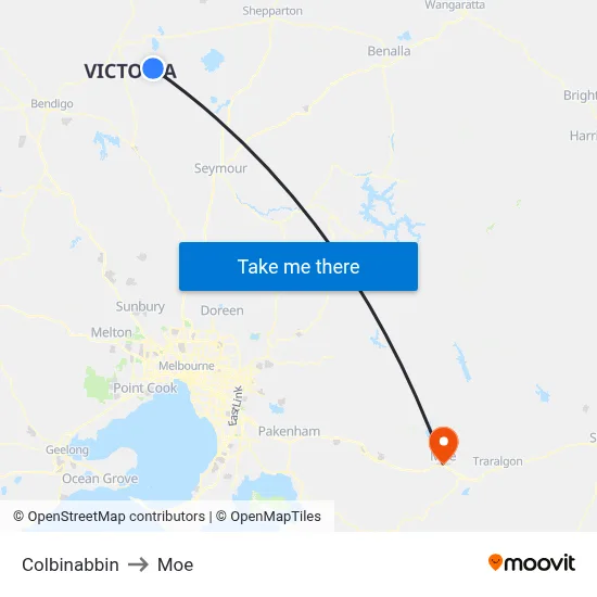 Colbinabbin to Moe map